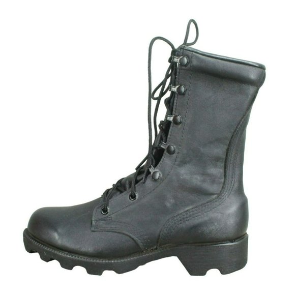 * Unbranded Black Leather Lace Up Round Toe Ankle Combat Boots Size 6 - Picture 1 of 9
